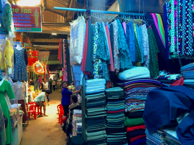 カンボジアのシェムリアップにある市場の様子