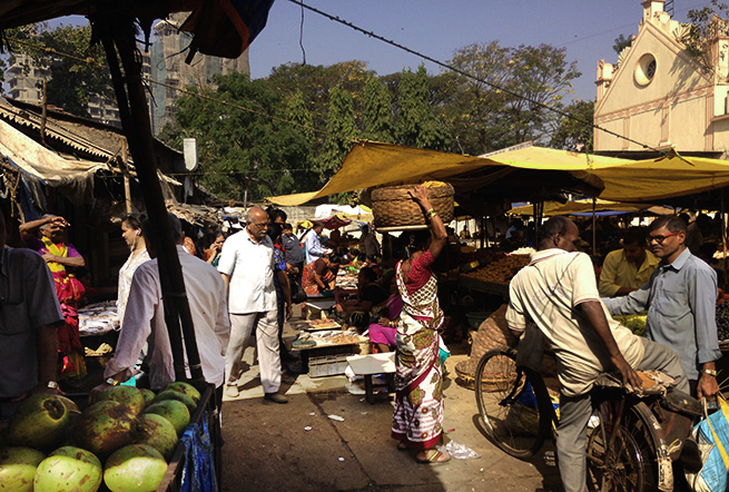 インド・ムンバイのマーケットの様子